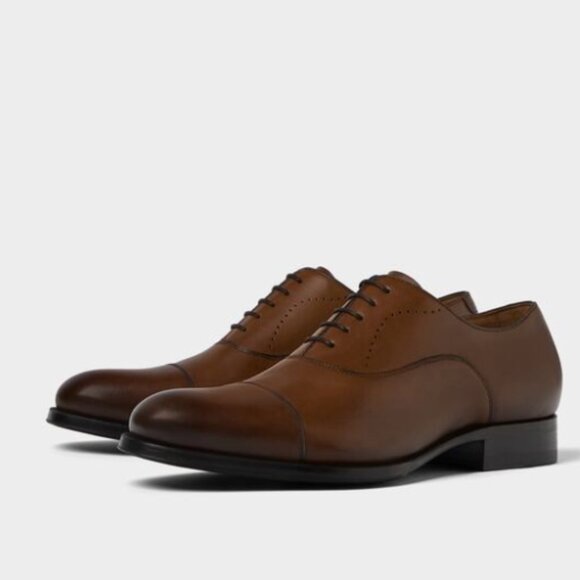 ZARA MAN Brown 100% Leather Oxford Dress Shoe Sz 10 43 $190.90